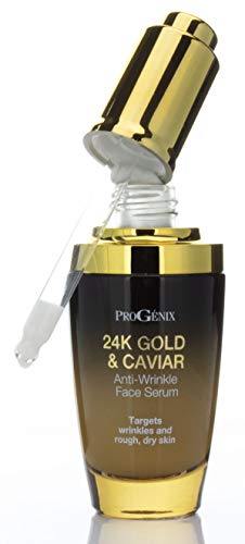 Progenix 24K Gold And Caviar Serum. Anti-Wrinkle Serum With 24Kt Colloidal Gold, Vegan Green Caviar, Manuka Honey For Fine Lines, Wrinkles, And Dark Spots. 1 Fl Oz (30 Ml) #TOP1