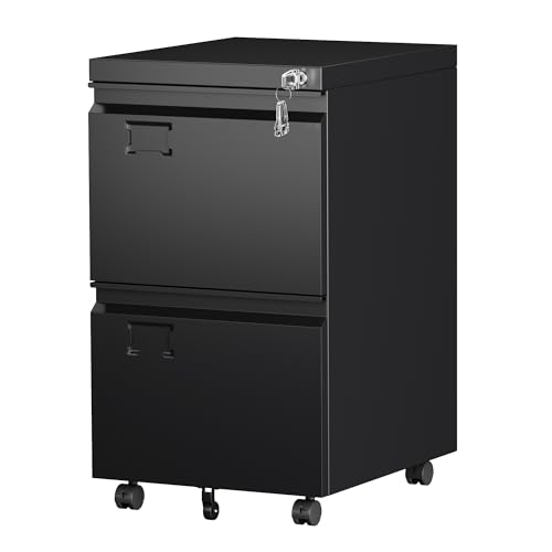 SUXXAN 2 Drawer File Cabinet with Wheels, Under Desk Drawer