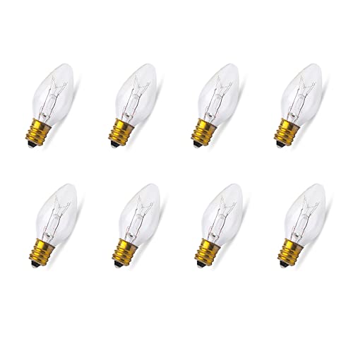 lumenivo 7 Watt Night Light Bulbs for Electric Window E12 C7 Clear - 8 Pack