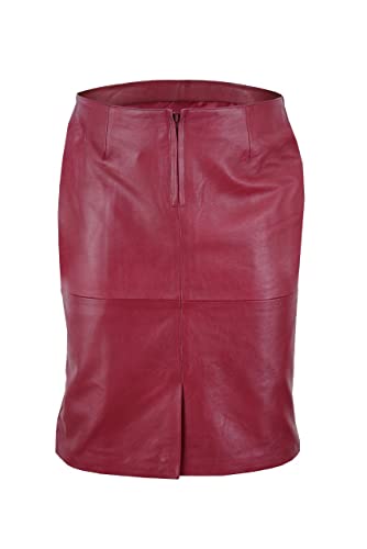 Trendiger Midi Lederrock aus Lammnappa Business Rock echtleder 38, Weinrot Cover