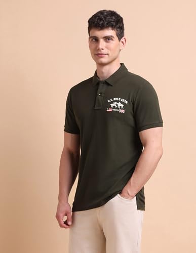 Image of U.S. Polo ASSN. Printed Polo T Shirts for Men - 100% Cotton, Half Sleeves Mens Tshirt