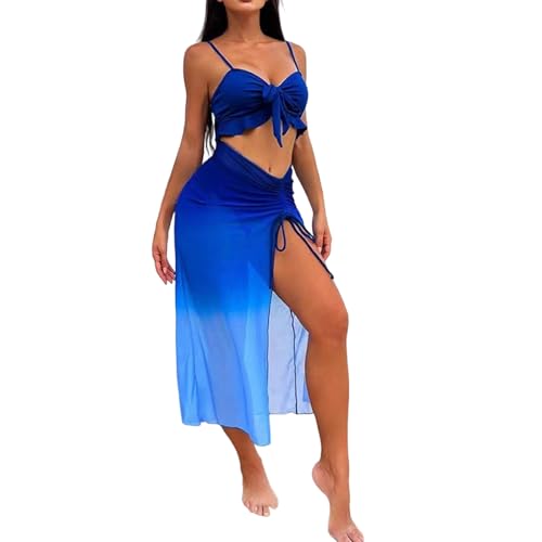 Tankini 2 pièces avec jupe paréo amovible pour femme