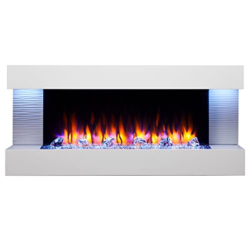 Simplifire Format 50-Inch Wall Mount Electric Fireplace With Floating Mantel, 4 Flame Colors, Accent Lighting, 13 Fuel Bed Colors, Logs And Crystals, Remote With Timer, Adjustable Heat, 750-1500W #TOP4