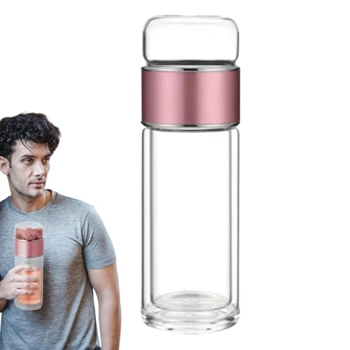 Ylnailky Vaso infusor de té, botella infusora de té de frutas de viaje, taza infusora de té de viaje, vaso portátil con colador de té para acampar