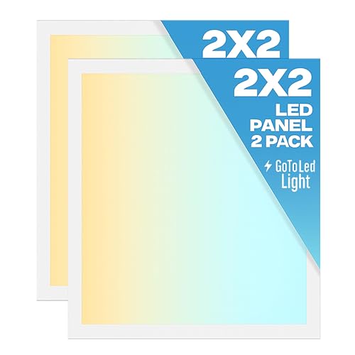 GoToLed 2x2 led Flat Panel Light, 20/25/30/35/40W, 5 Color Temps 3K/3.5K/4K/5K/6.5K, Dimmable Recessed Drop Ceiling Lights, 2500-5000 Lumens, Lay in Fixture for Office, 120-277V, ETL DLC(2 Pack)