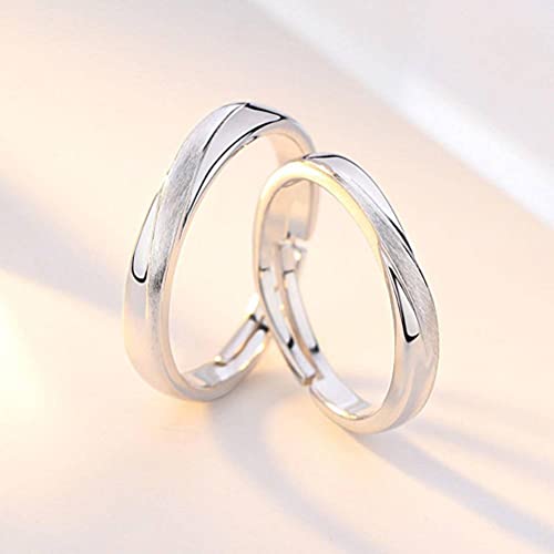 Anneau de couple métal bague ouverte argent s925 ajustable