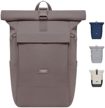 LARKSON Rucksack Damen & Herren Braun – No 4 Large | Rolltop Backpack 21 L mit 16 Zoll Laptopfach Uni, Arbeit & Fahrrad, Großer Reiserucksack mit Trolley Strap