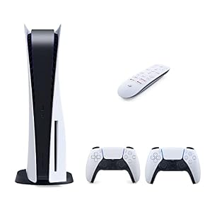 PS5 Disc Edition Gaming Console System Bundle – Includes: Extra PS5 Dualsense Controller and PS5 Media Remote – System Bundle, PS5 Controller, Accessories (Renewed)