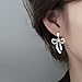 Silver Bow Pearl Earrings，Trendy 925 Silver Earrings for Women Lightweight Pearl Dangle Earrings