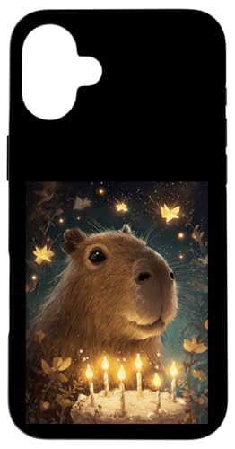 Cute Kawaii Capybara Birthday Cake Candles Butterflies Magic �X�}�z�P�[�X iPhone 16 Plus �p
