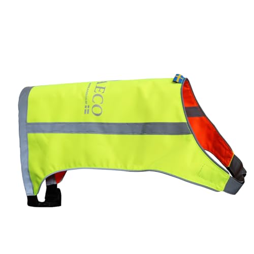 Axaeco Hunde Warnweste - wendbar in Signalgelb & Signalorange, extrem Robustes Cordura (Wind- & wasserdicht), 3M™ Reflektorstreifen, elastischer Bauchgurt (L)