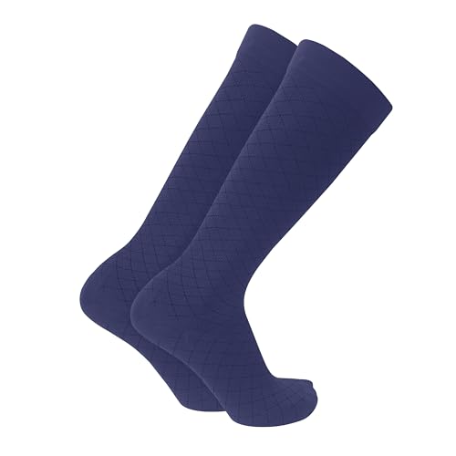 Image of Truform Pattern Compression Socks, 8-15 mmHg, Men & Women's Diamond Knit Dress Socks, Knee High Over Calf Length, Charcoal, Medium