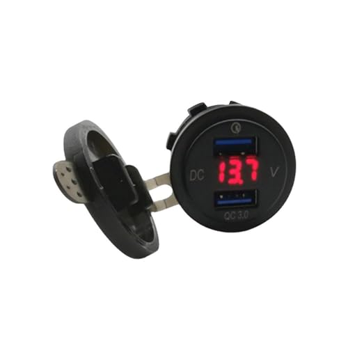 Dual USB in-car Charger Quick Charge Dual QC3.0 Charger with Voltage Display for Marine Truck Motorcycle Car etc