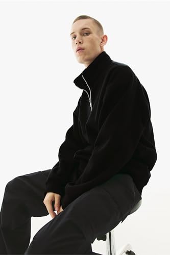 Image of Zip-Top Sweatshirt for Men|Fleece Material |Full Sleeves Jumper Men|Winter Wear | Hooded Neck |Regular Fit Long Sleeve Mens Sweatshirt Black