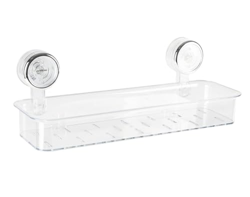 Gzsekken Clear Plastic Shower Caddy with Suction - Bathroom Shelf and Storage Organizer - No-Drilling Wall Mounted Bath Accessories Basket for Shampoo, Conditioner, and Soap