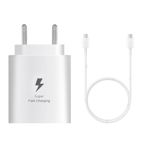 Image of 25W Charger with Cable for Samsung Galaxy Tab A9+ Type C Charger Adapter Compatible with Galaxy Tab A9+ Charger, 25 Watt USB Type C to C Pd Charging Adapter C Type, White