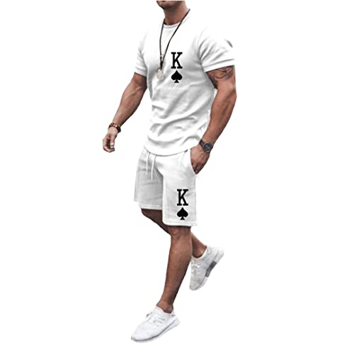 Ensemble 2 pièces homme t-shirt court et short de sport décontracté gris xl