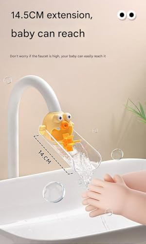 Image of Cartoon faucet extender children's hand washing water diverter silicone extended splash-proof artifact (Yellow)