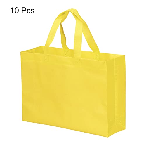 PATIKIL 30x40cm Reusable Gift Bags, 10 Pack Horizontal Style Non-Woven Grocery Tote Bag for Travel Storage Yellow - Image 3