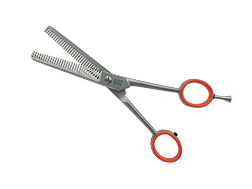 Solinger - Forbici professionali per sfoltire i capelli, 2 x denti in acciaio inox, con gancio a punta da 15,5 cm