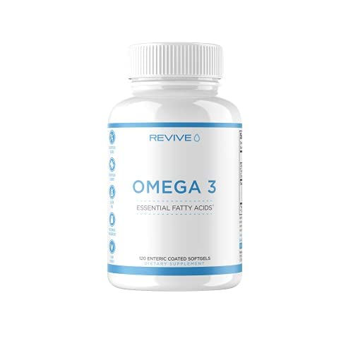 Revive MD Omega 3 Fish Oil Supplements for Men & Women - Omega 3 Softgels with EPA & DHA Fatty Acids for Healthy Skin & Joints, Heart & Brain Support - Vegan-Friendly, Gluten-Free - 120 Softgels