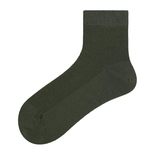 Joyxien 10 pairs-men's and women's short tube solid color colorful comfortable leisure exquisite black and white socks-dark green-male size