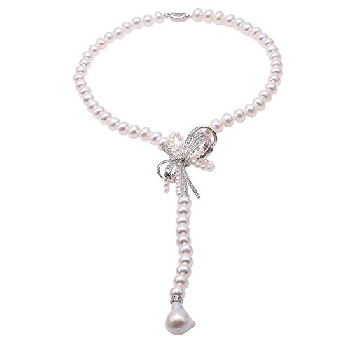 Collier de perles femme 10,5-11 mm blanc long 17 pouces, bijou nacre classique authentique