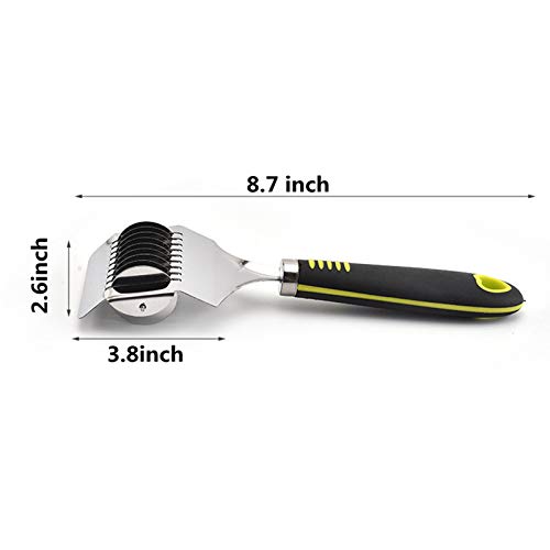 Kimairy Noodle Cutter Roller, Non-Slip Comfort Handle High Grade Stainless Steel Manual Pasta Spaghetti Makers Noodle Lattice Roller Dough Cutter Mincer Kitchen Cooking Tool (8.7X2.76Inch) … #TOP1