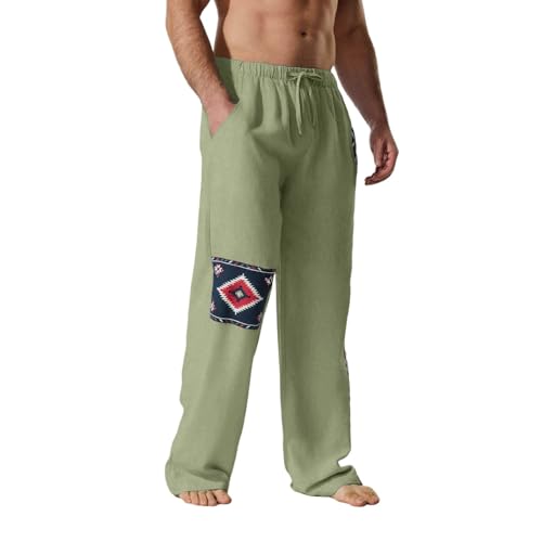 Man Graphic Loose Fit Pants for Man Linen Pleated Straight Leg Long Leg Summer Fall 20254