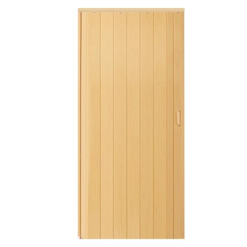 Wood Grain Plastic Concertina Doors Internal, PVC Folding Door Sliding Door Indoor Open Kitchen, 23-80 X 80 Inches, Folding Closet Doors Bathroom Door(Wood,33x80in (84x203cm))