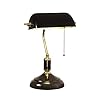 Yeefamons Traditional Bankers Lamp, Black lamp Shade,with Pull Chain Switch Plug in Fixture,Vintage Office Table Light, Antique Style Desk Lamps for Office, Library…