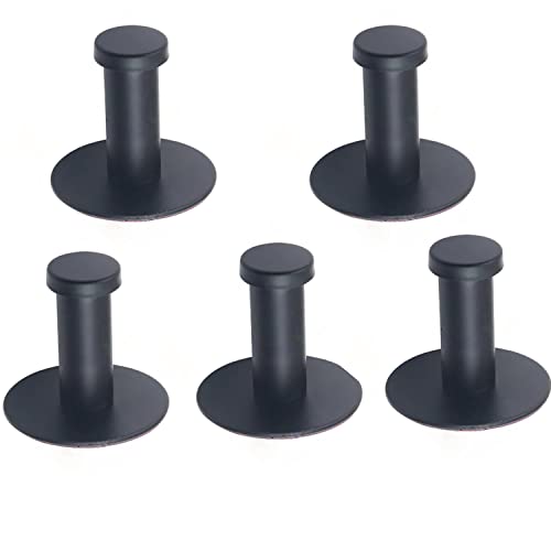 Gancho adhesivo para toallas, 5 unidades, autoadhesivo, de acero inoxidable, sin agujeros, para cocina y cuarto de baño (negro) Cover
