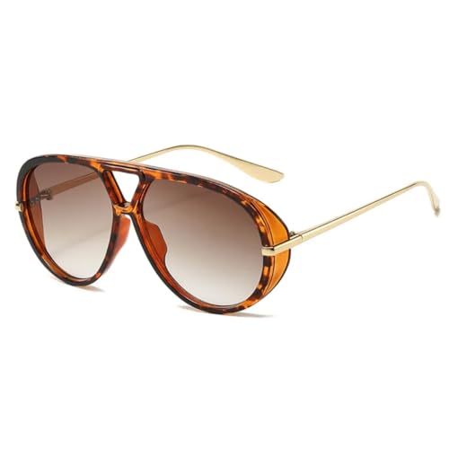 Lunettes de soleil pour homme et femme à double pont vintage et verres UV400 larges