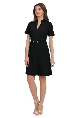 Maggy London Women's Notch Mock Neck Fit and Flare Crepe Dress2