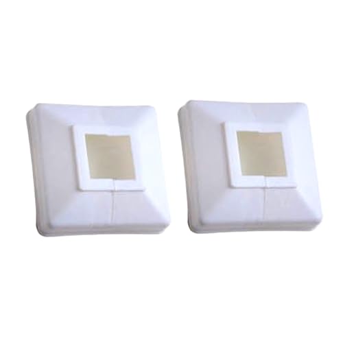 FUOIDYE - 2 Stck Geländerpfosten Abdeckung, Treppengeländer-Basis-Schutzschale, Kunststoffschale Bodenflansch für verschiedene Treppengeländer von 3cm x 3cm Vierkantrohr (Weiß)