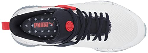 Puma Men's Fusion Evo Stars & Stripes Golf Shoe, White-Navy Blazer-High Risk Red, 9 #TOP4