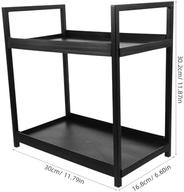 NUOBESTY Çift katmanlı kozmetik düzenleyici, demir, ayakta duran banyo rafı, parfüm ve makyaj için kompakt ve sağlam - Görsel 2