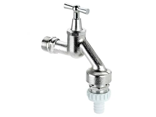 JS DVGW-Auslaufventil 1/2 Zoll mit Knebeloberteil, RV und Rohrbelüfter, mattt verchromt