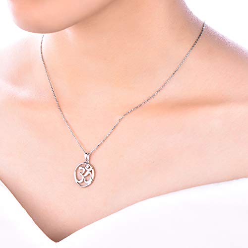 JO WISDOM Women OM Necklace,925 Sterling Silver Indian Yoga Aum Om Ohm Necklace2
