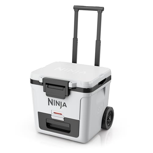 Ninja | Cooler | FrostVault 30QT Cooler with Wheels | Insulated with Temp Dry Storage Drawer | Keeps Ice Cold for Days | for the Beach, Camping, Picnics & More | Cloud White | FB230WH