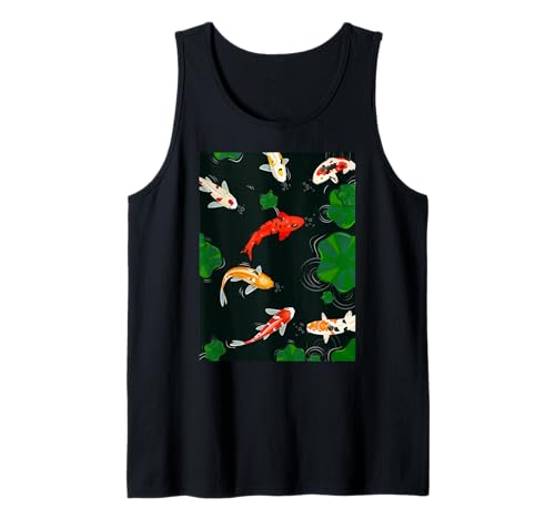 Koi carp fishes swim in Waterlilly Flower Japanese Koi Fish Camiseta sin Mangas