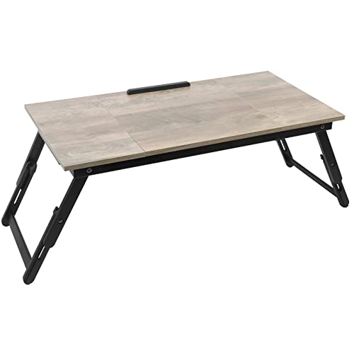 Jmlhmxc Bamboo Laptop Desk Bed Tray Table Adjustable Table For Computer Tilting Top Foldable Leg With Drawer #TOP4