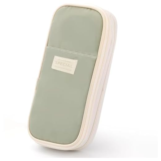 YUNYU Estuche de gran capacidad, organizador de papelería con múltiples compartimentos, bolsa de almacenamiento de suministros escolares, color verde, Green, Informal