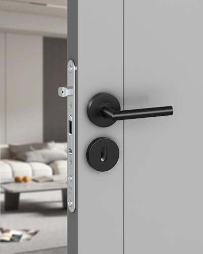 AwmnSrman Türgriffe Innentüren Türklinke Türgriff-Set Edelstahl Toilette Die Form von L BB-Buntbart Schwarz