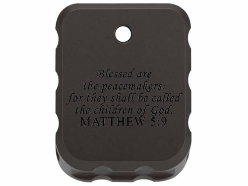 NDZ Performance Brass Magazine Base Plate for Canik TP9 – Armor Black Cerakote Finish – Laser Engraved – Fits TP9SF, TP9SFX, TP9 Elite SC – Black Fill – Bible Matthew 5:9