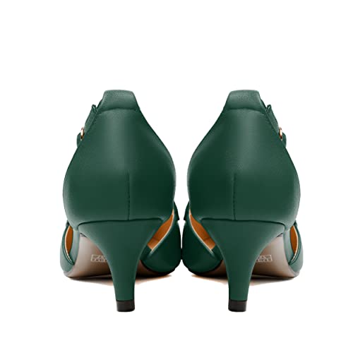 NUMALEO Womens Matte Office Adjustable Strap Solid Casual Pointed Toe Buckle Kitten Low Heel Pumps Shoes 2 Inch4