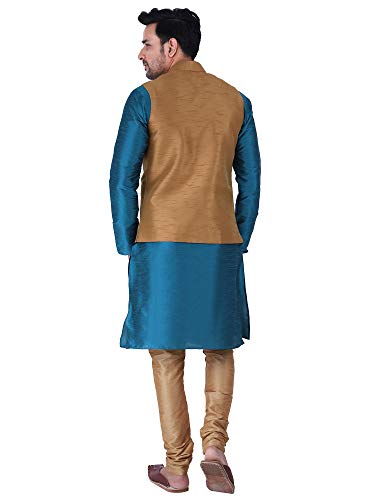 Image of Sadree Silk Men's Kurta Pajama Waistcoat or Nehru Jacket Set