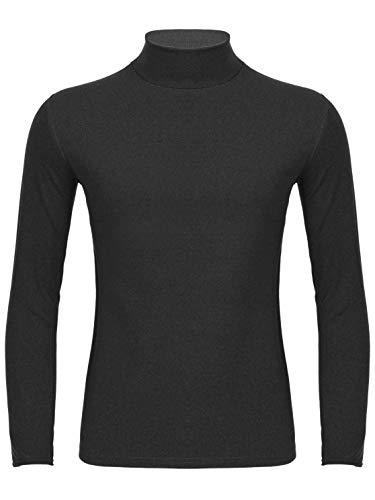 TSSOE Mens Mock Turtleneck Thermal Undershirt Long Sleeve Thermal Tops Base Layer Shirts Black L