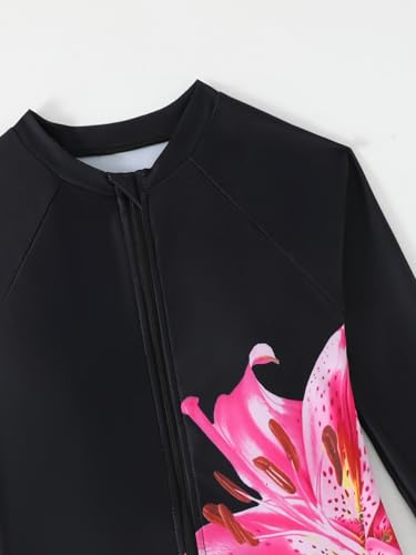 Image of SEGT Girl's One Piece Rash Guard Long Sleeve Swimsuits Bathing Suit