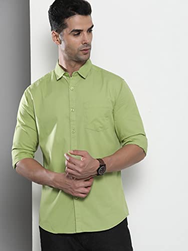 Image of The Indian Garage Co Men Slim Fit Solid Full Sleeves Cutaway Collar Casual Shirt